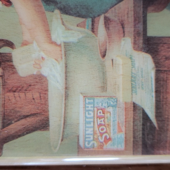 Vintage Framed Tile This is the Way we wash clothes Painting by G.S. Leslie R.A. - Picture 6 of 11